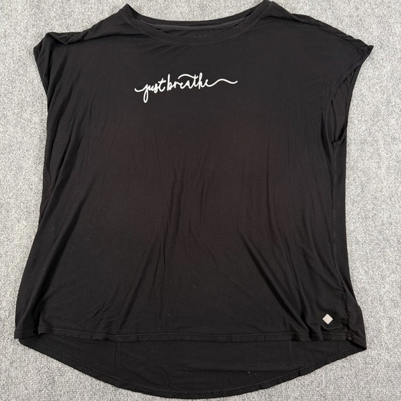LuLaRoe Tops - Rise Tenacious 2XL Black Just Breathe Graphic Tee Relaxed Fit Comfy Workout